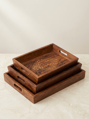 Wooden Classic Serving Tray Set